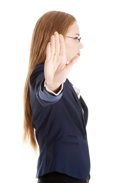 Businesswoman show NO gesture. — Stock Photo, Image