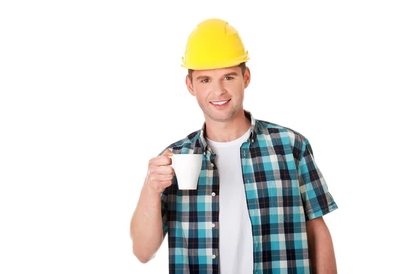 Worker on a break drink coffee — Stock Photo, Image