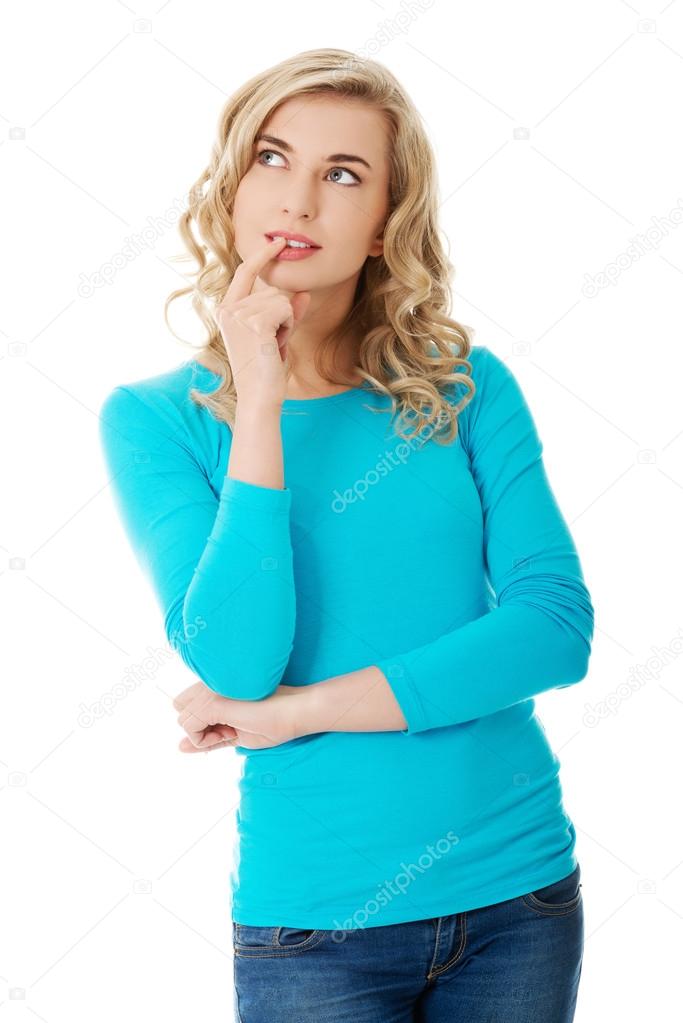 Young woman thinking