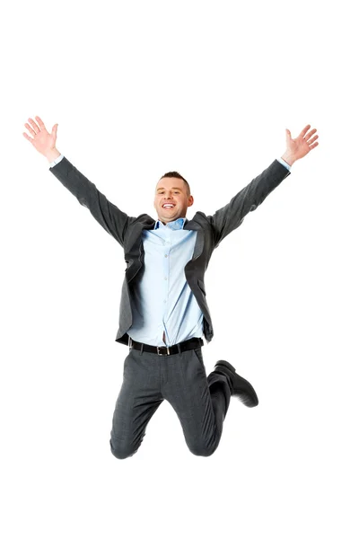 Happy businessman jumping — Stock Photo, Image
