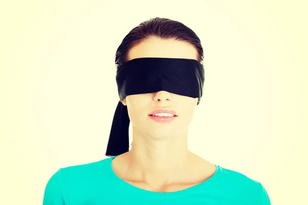 Portrait of the young woman blindfold — Stock Photo, Image