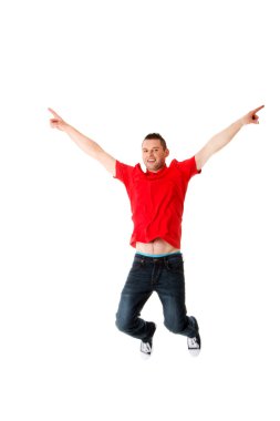 Genç casual adam atlama.