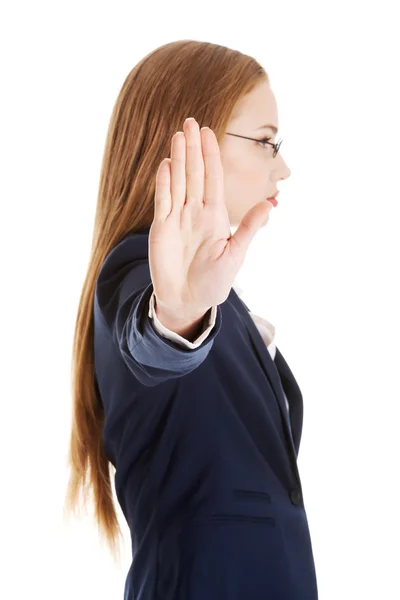 Geschäftsfrau zeigt keine Geste. — Stockfoto