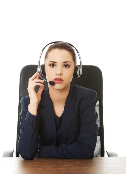 Anoyed support phone operator — Stock Photo, Image