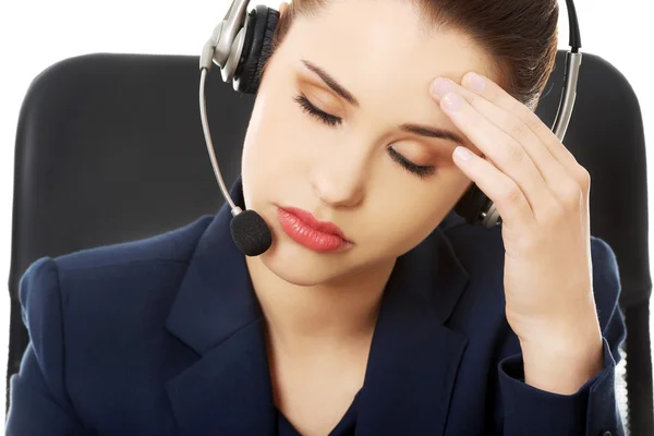 Anoyed support phone operator — Stock Photo, Image