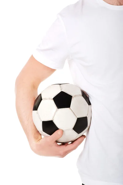 Yaong man with soccer ball — Stock Photo, Image