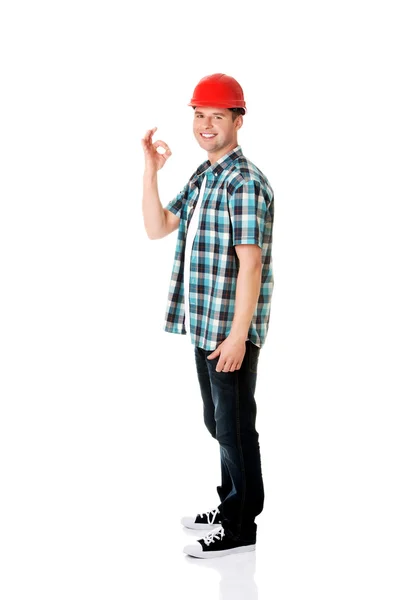 Retrato de un constructor con casco blanco — Foto de Stock