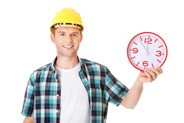 Empresario con casco con reloj — Foto de Stock