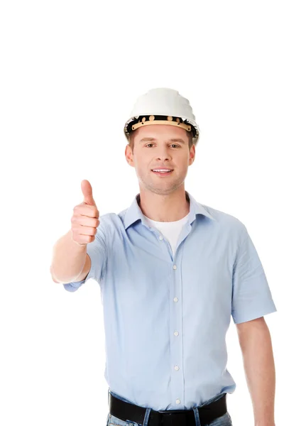 Portrait of a builder in a white helmet — Stock Photo, Image