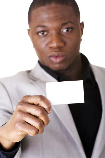 Businessman showing business card — Stock Photo, Image