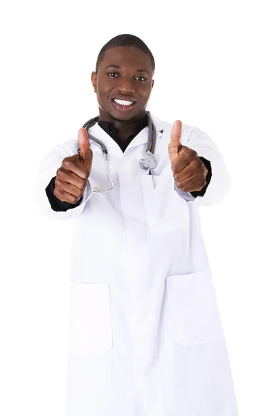 Médico atraente mostrando-lhe ok — Fotografia de Stock