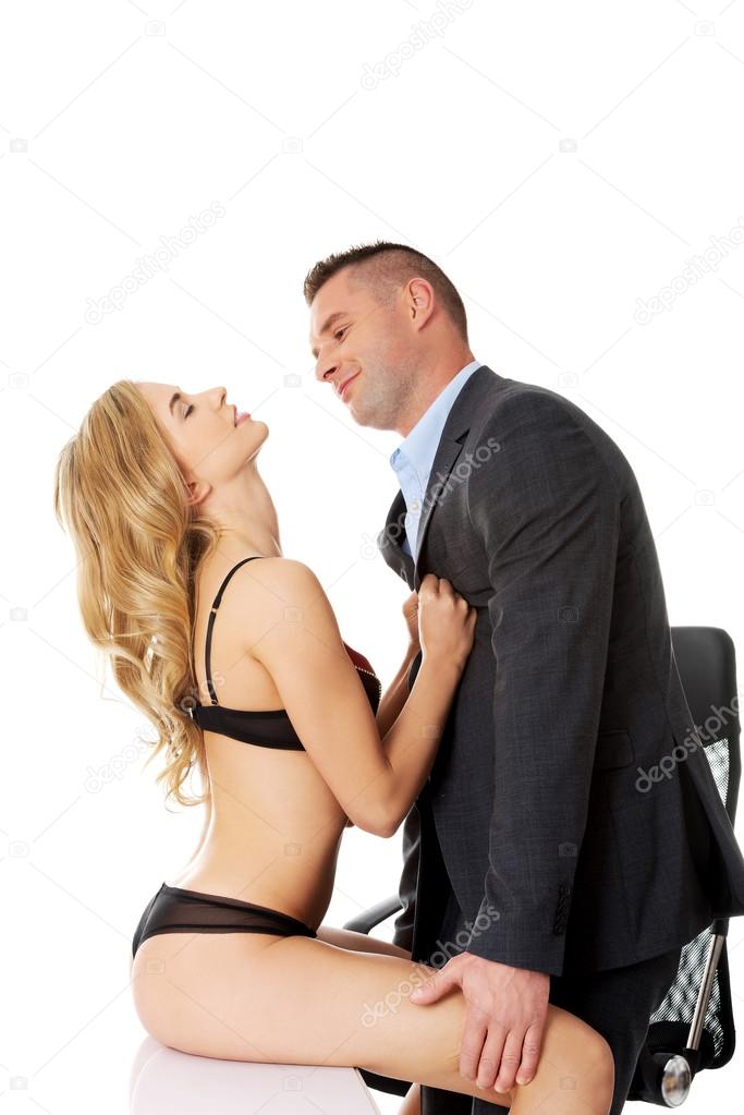 Seductive woman and man - office romance concept