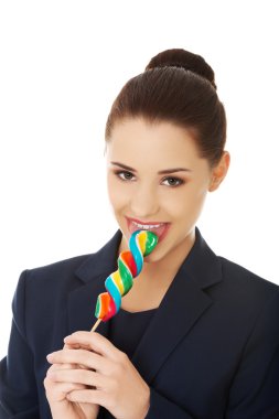 lolipop ile güzel iş kadını