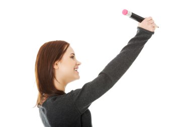 kadın kalemle yazma