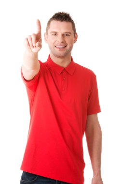 Soyut bir düğmeye basarak adam