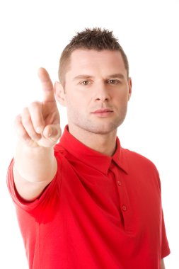 Soyut bir düğmeye basarak adam