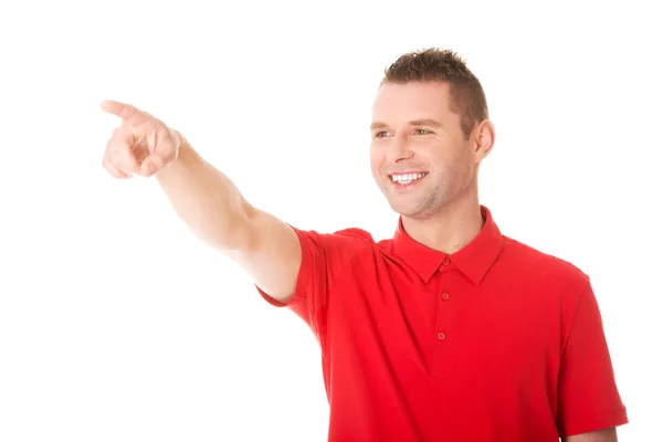 Excited man pointing — Stock Photo, Image