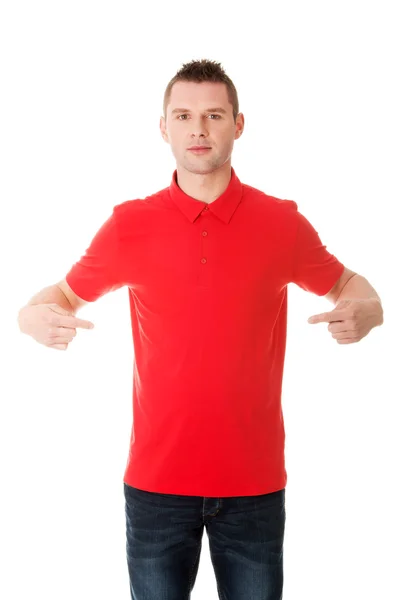 Excited man pointing — Stock Photo, Image