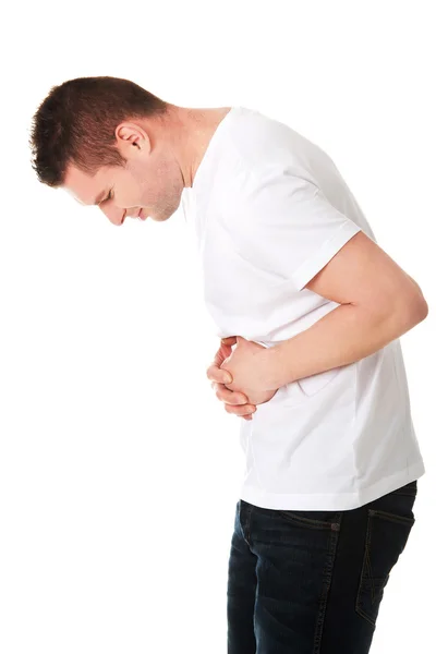 Homem sofre de dor de barriga — Fotografia de Stock