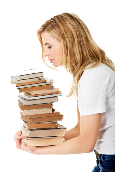 Студентська жінка з книгами — стокове фото