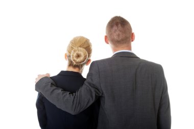 İş adamı kucaklamak ortağı