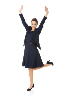 iş kadını ile eller yukarı