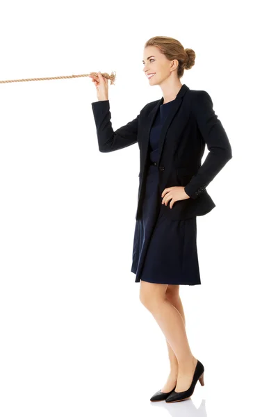 Bizneswoman gospodarstwa liny — Zdjęcie stockowe