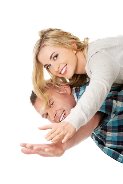 Man carrying his woman — Stock Photo, Image