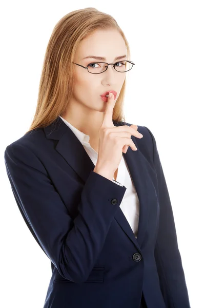 Woman making silent gesture — Stock Photo, Image