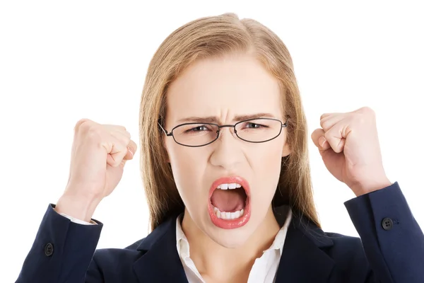 Arrabbiata donna d'affari urlando — Foto Stock