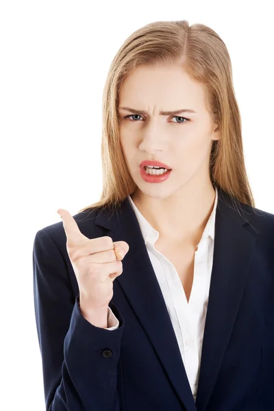 Talking angry businesswoman — Stock Photo, Image