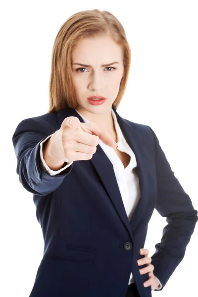 Mulher de negócios apontando para você — Fotografia de Stock