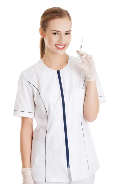 Dentista in possesso di una siringa — Foto Stock