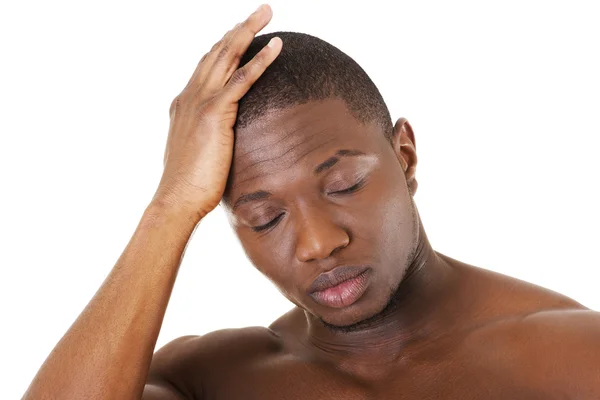 Muscular black man shirtless — Stock Photo, Image