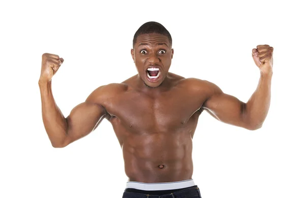 筋肉の黒人男性の上半身裸 — ストック写真