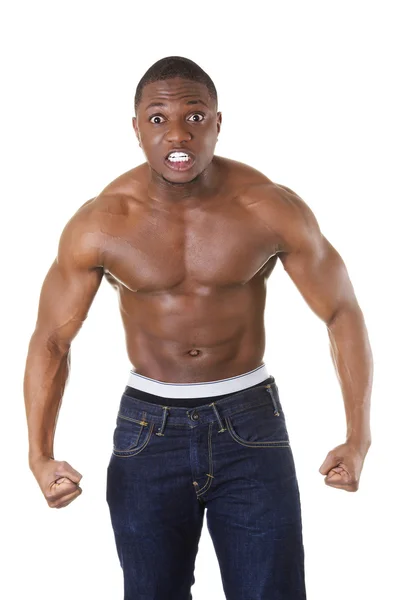 Muscular black man shirtless — Stock Photo, Image