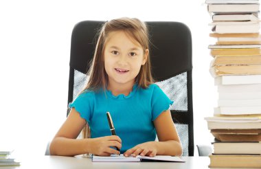 Küçük kız bir iş kadını olarak