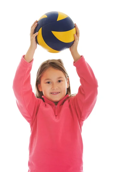 Meisje met voleyball bal — Stockfoto