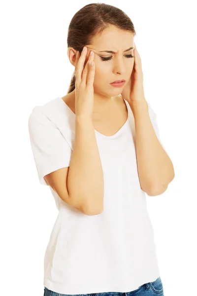 Woman with a headache — Stock Photo, Image