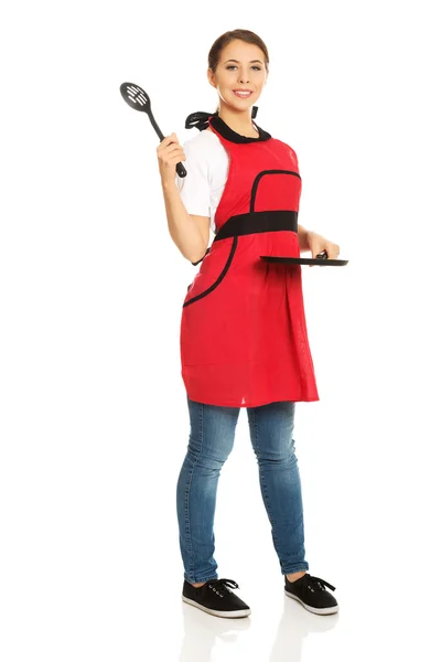 Woman wearing apron — Stock Photo, Image