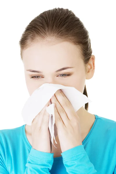 Sneezing woman — Stock Photo, Image