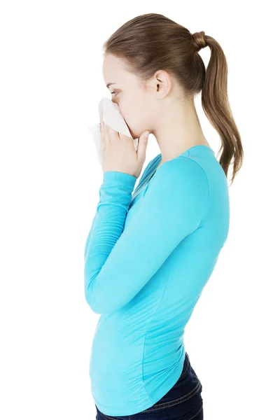 Sneezing woman — Stock Photo, Image