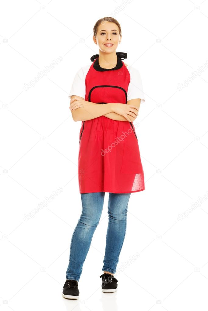 Woman wearing apron