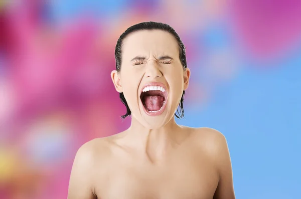 Nude woman screaming — Stock Photo, Image