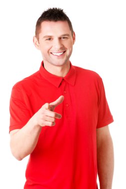 Mutlu genç adam sizi işaret