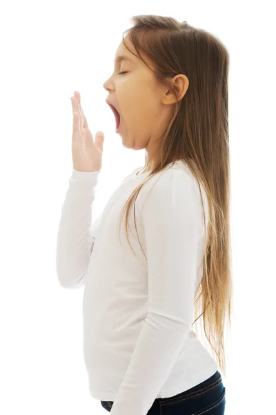 Young girl yawning — Stock Photo, Image