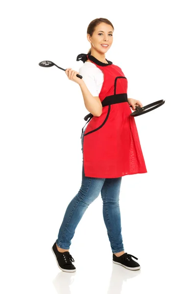 Woman wearing apron — Stock Photo, Image