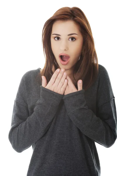 Überraschte junge Frau — Stockfoto