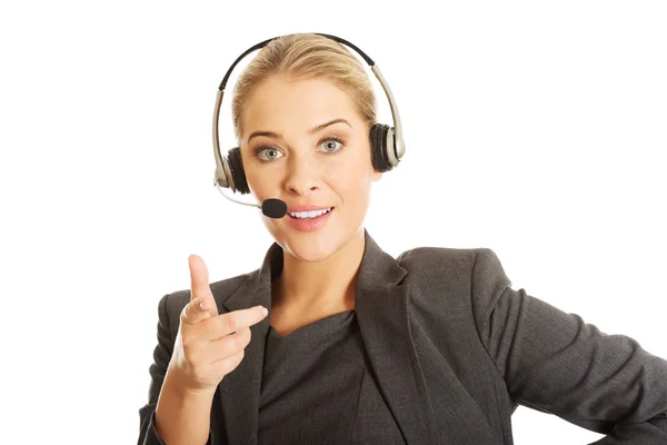 Call center woman talking to customer — Stock Photo, Image