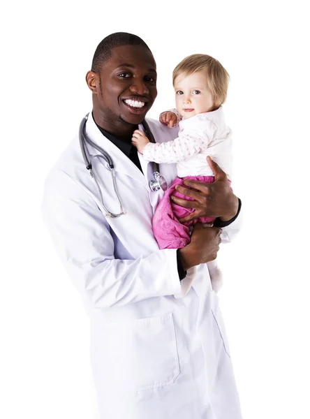 Smiling doctor with small baby Stock Photo